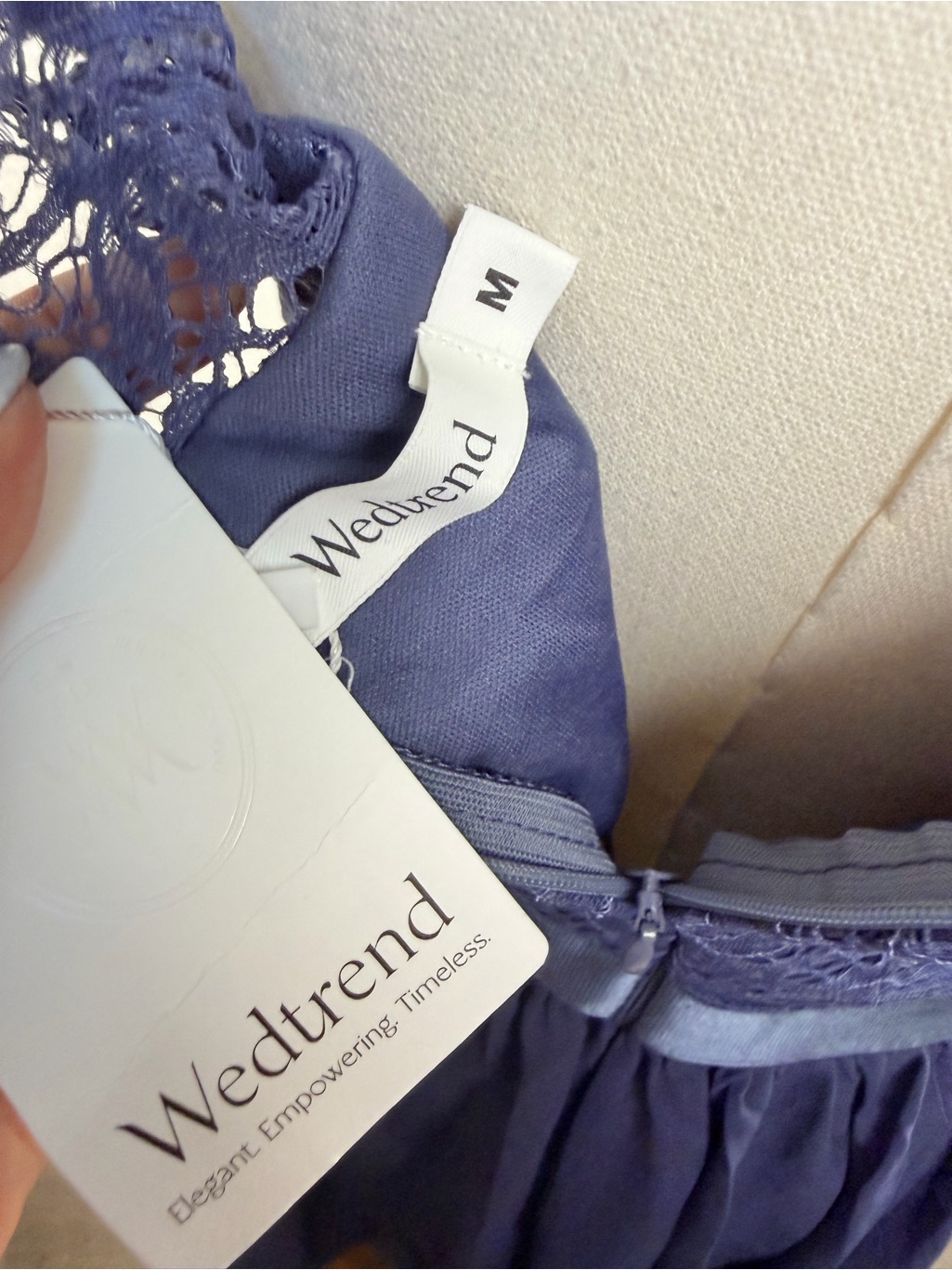 Nwt Halter Lace Bodice Mini Dress In Grayish Blue Purple Color, Medium — image 2 of 8